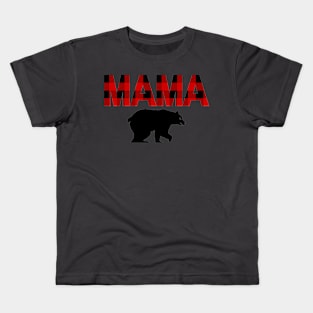 Mama Bear in Buffalo Plaid Pattern Kids T-Shirt